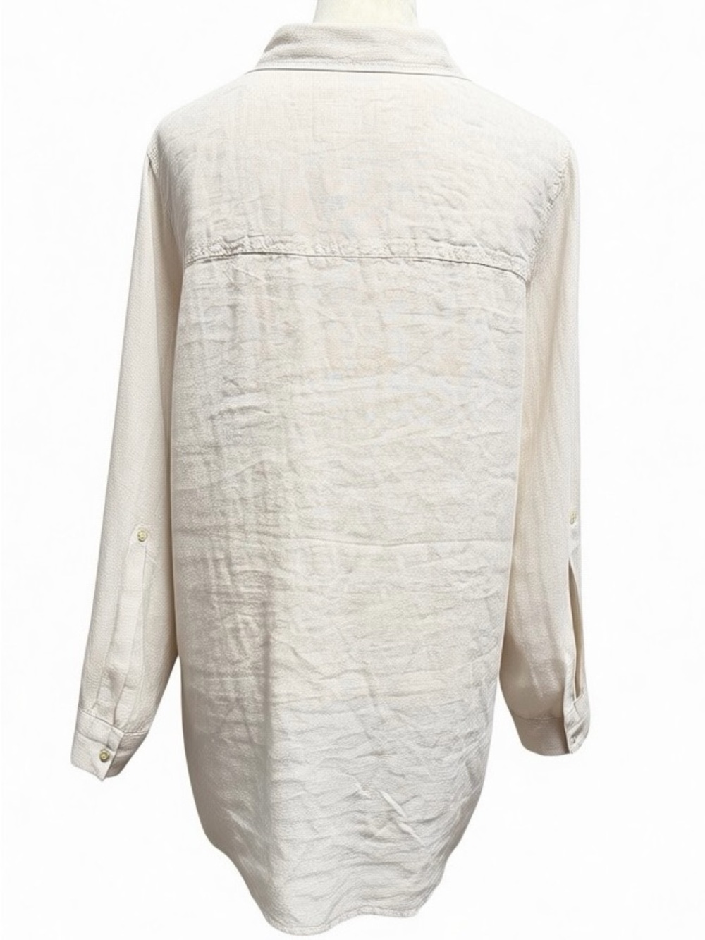 Sigrid Olsen Cream 100% Linen Button-Down Shirt NWT oversized M - Picture 2 of 9